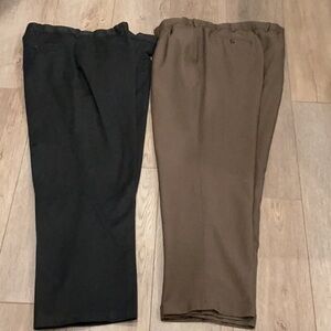 Lot of 2 Perry Ellis Black Savane Brown Khaki Dress Office Work Pants Size 38x30